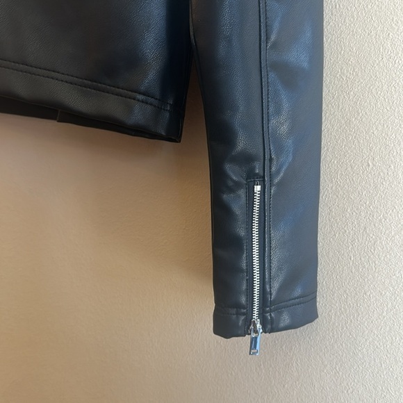 Stoosh Robyn Faux Leather Racing Jacket Front Zip Vegan Leather Womens Size S - Picture 9 of 10
